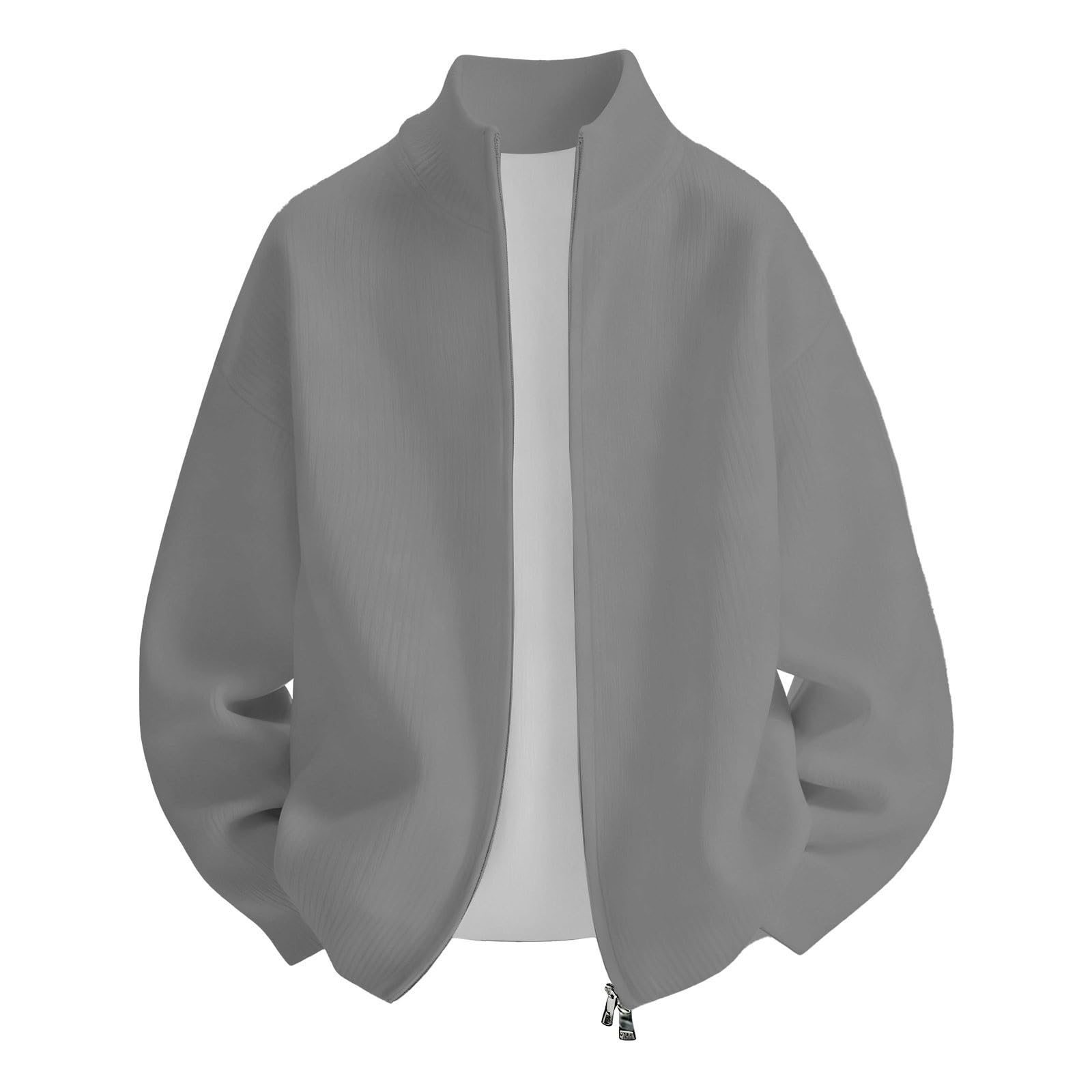 Generisch Giacca per il tempo libero, da uomo, per le mezze stagioni, calda, invernale, cardigan, giacca funzionale per attività all'aria aperta, tinta unita, sportiva, giacca softshell da uomo