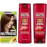 Garnier Nutrisse Hair Color and Fructis Color Shield Regimen Kit, 50 Medium Natural Brown (Truffle),...