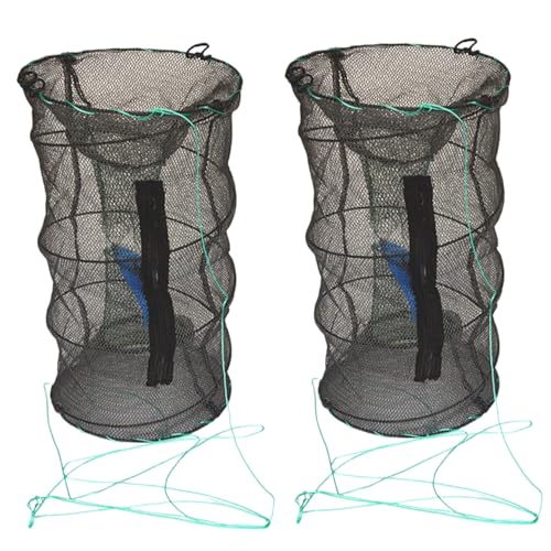 2Pcs Minnow Trap Crawfish Trap 0.12'' Mesh Crab Trap Foldable and Portable Fish Trap for Fishing Sturdy Mesh Crawdad Trap for Lobster Shrimp Net Trap 12x24