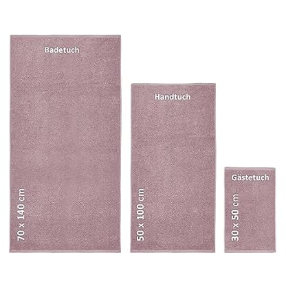 BEAUTEX Handtuch-Set Premium Frottier Sets Made in Europe, 100% Baumwolle 550g/m², Oeko-TEX Zertifiziert (Set: 2 Gäste-, 2 Hand-, 2 Badetücher in Altrosa) – Bild 5