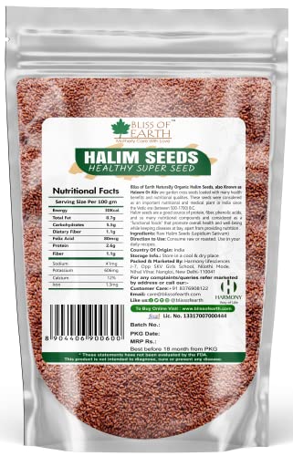 Image of Bliss Of Earth 200gm Halim Seeds Organic for Eating, Aliv Seeds for Hair & Immunity Booster Foods