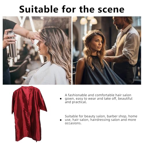 Healifty Hair Salon Capa para Corte de Cabello Burgundy Transpirable Protector para Clientes Salón de Peluquería para Corte y Tinte miniatura 3