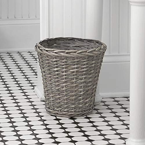 Household Essentials Small Wicker Waste Basket | Gray Wash, Grey - Image 5