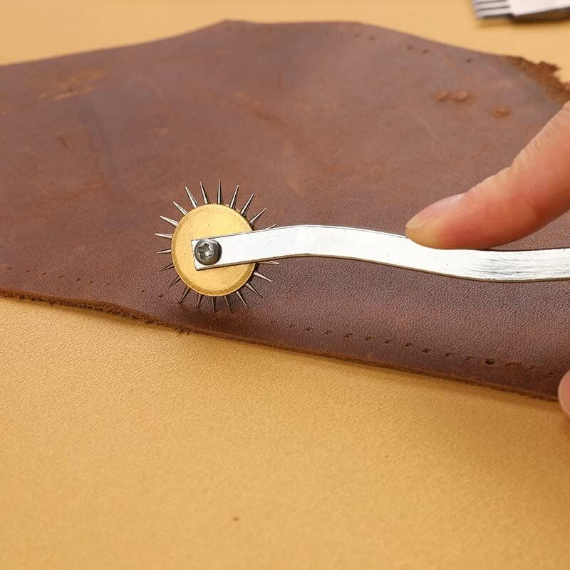 KRABALL Leather Sewing kit Hand Stitching Tool with Sewing Awl Curved Needles Tracing Wheel Waxed Thread DIY Crafts for Beginner