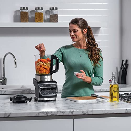 Ninja Blender & Soup Maker Cuiseur et mixeur à Soupe [HB150EU] Auto-iQ , Élément Chauffant intégré, Verseuse en verre, Facile à nettoyer, 1,7 L, 1 000 W, Noir