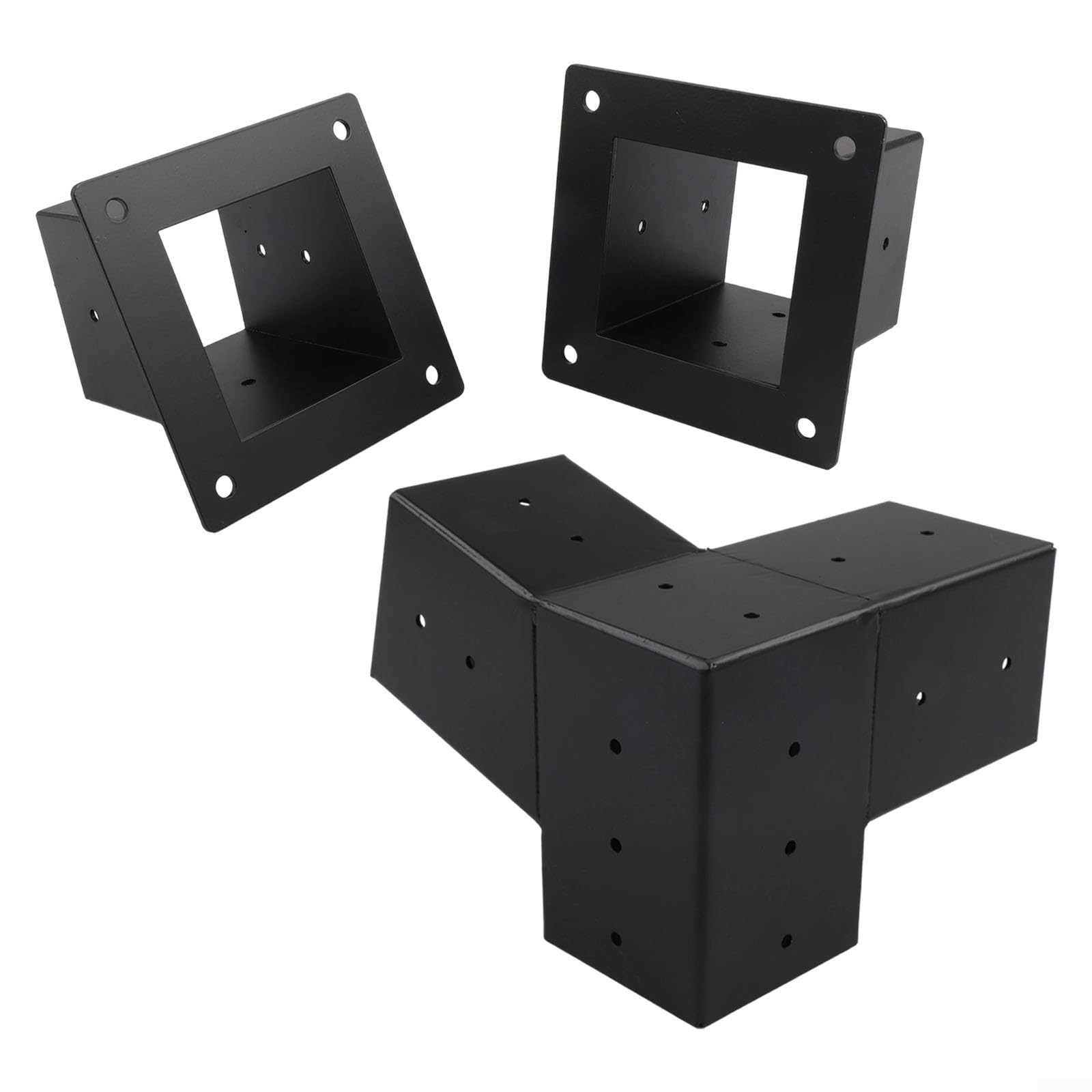 Kit de montaje en pared para techo inclinado, soportes de pérgola, para postes de 4 x 4 pulgadas, soporte de acero unidireccional y de 3 vías con herrajes para porche, cenador y estructura de jardín
