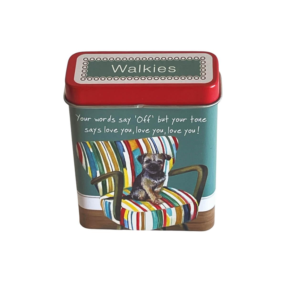 Little Dog Laughed Border Terrier Walkies Treat Tin, 7cm x 2cm x 9cm, Hinged Lid, Pocket Size, Pet Training Rewards Storage