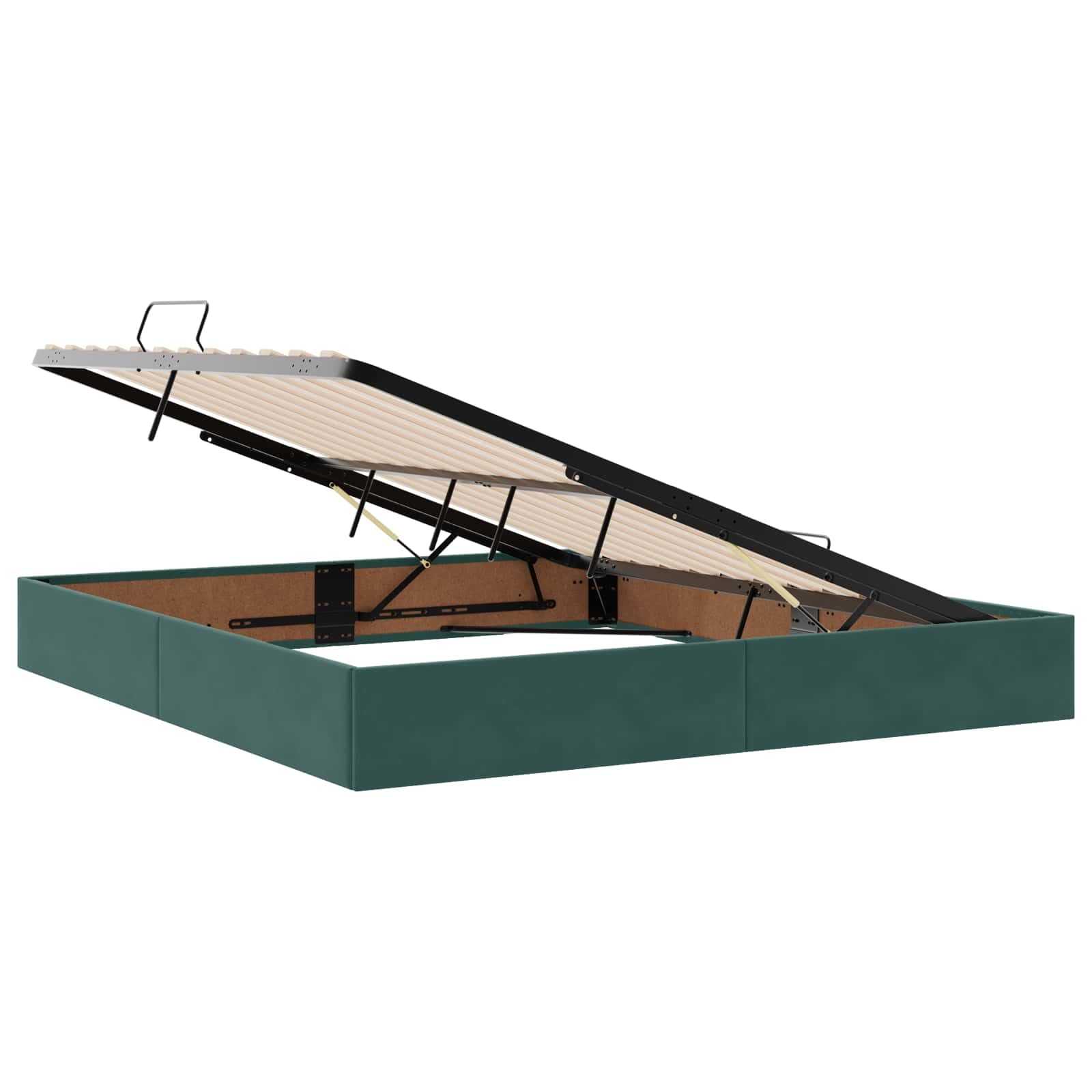 Marco de cama otomana de 160 x 200 cm de terciopelo con espacio de | Elegante marco de cama tapizado para dormitorio con elevación hidráulica, estructura de metal resistente y capacidad de carga