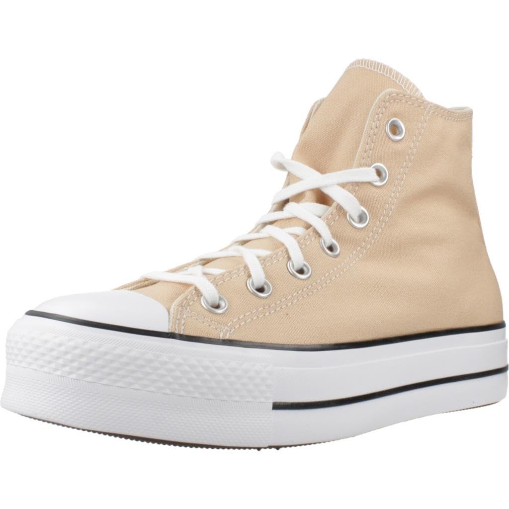 Converse Chuck Taylor All Star Lift Platform, Zapatillas de Lona, Color Sand Dune, Caña Alta, Suela de Plataforma