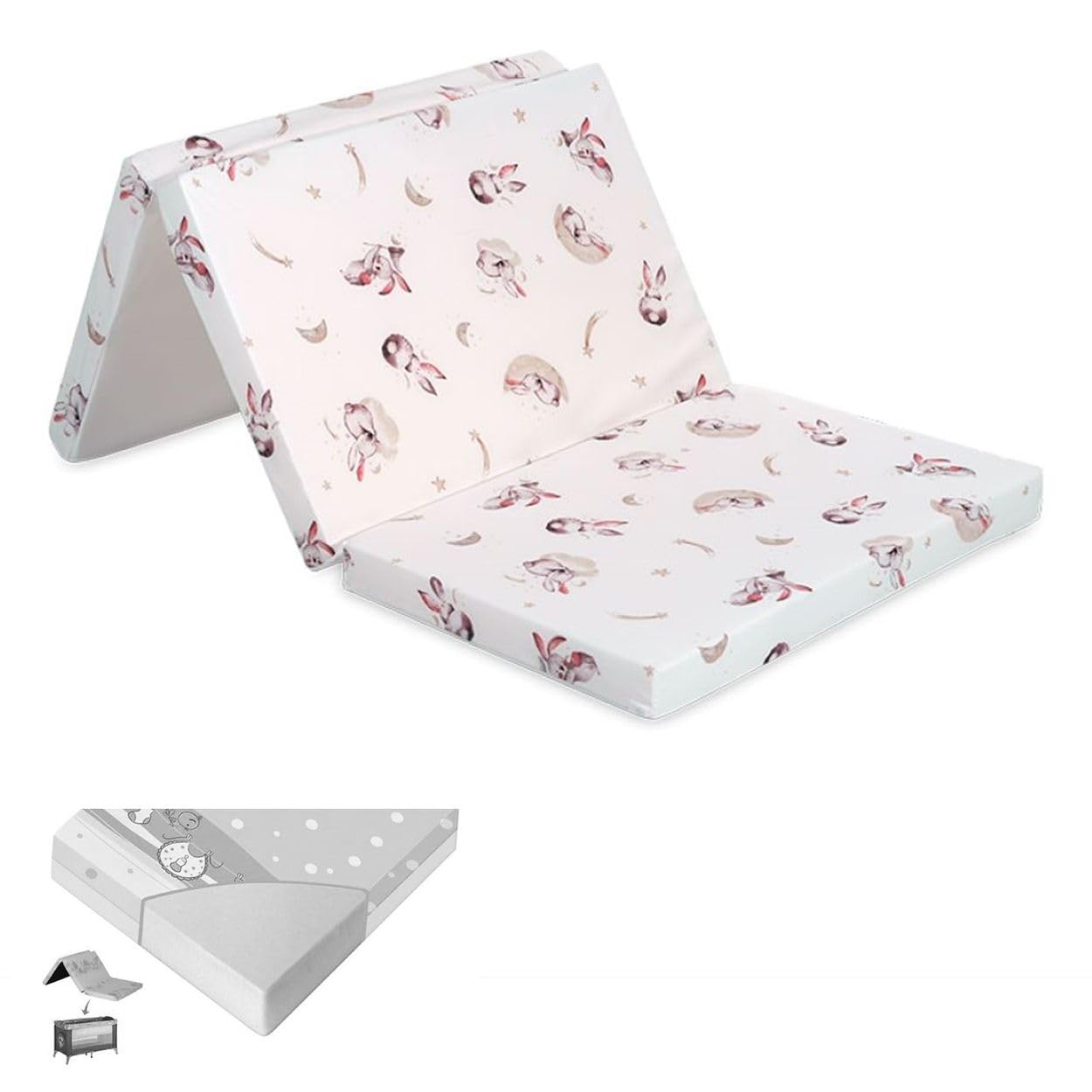 Lorelli Materac dziecięcy Classic składany, 120 x 60 x 5 cm, poszewka nadająca się do prania pianka, kolor: beżowy