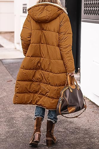 Womens Fleece Down Long Coats Winter Puffer Jacket Oversized Reversible Shearing Sherpa Jackets Hooded Outerwear3
