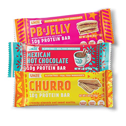 UNiTE Food High Protein Bar, Variety Flavor Pack, Gluten Free, High in Fiber & Protein, All Natural, 1.58 oz bar (12 Pack)