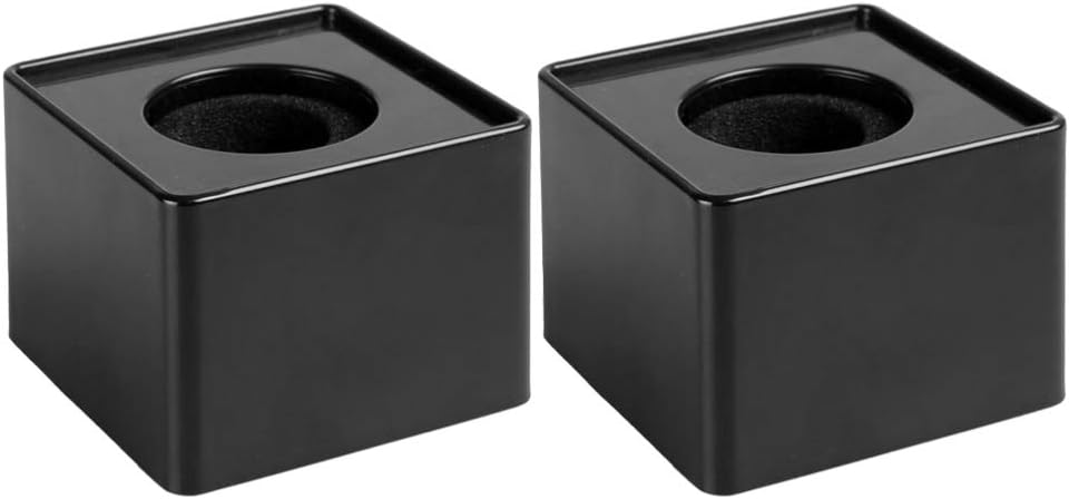 2 Pcs Microphone Flag Station Portable Square Cube Interview Mic Microphone Logo Flag Station Equipment, ABS Material, Black