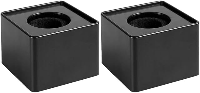 STOBOK 2 Pcs Microphone Flag Station Portable Square Cube Interview Mic Microphone Logo Flag Station Equipment, ABS Material, Black