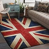 Teppich mit britischer Flagge, Union Jack, 122 x 182 cm, Vintage-Stil, UK-Flagge, maschinenwaschbar, Teppiche, große Indoor-Teppiche für Wohnzimmer, Schlafzimmer, Esszimmer