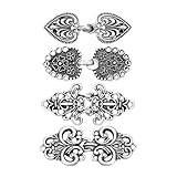 Lote de 4 Pinzas Vintage para Ropa, 4 Estilos Pinzas de Cardigan para Suéter Cuello Bufanda, Accesorios de Moda Mujer (Plata)