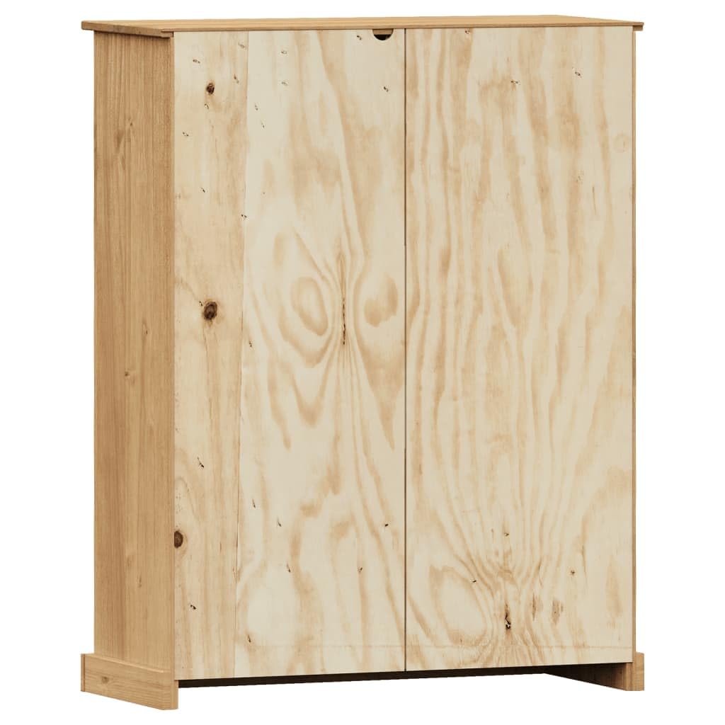 Libreria VIGO in legno di pino massiccio, 90 x 35 x 114,5 cm, con 6 scomparti e porte, spazio per libri, cartelle, documenti, salvaspazio, come divisorio per soggiorno, ufficio, cameretta