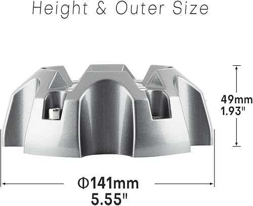 Miniatura 9 de GTownWorks Tapones centrales de rueda de 5.551 in de 5.55 pulgadas para WX04-135139.7-6H S712-17 LG0805-10, 4 tapas centrales negras de repuesto