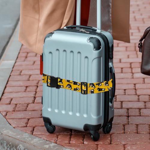 Image of WIRESTER Set of 2 Adjustable Luggage Straps with Buckle, Travel Secure Belt for Suitcase Baggage, Luggage Accessories - Black White Tuxedo Cat Playful Postures
