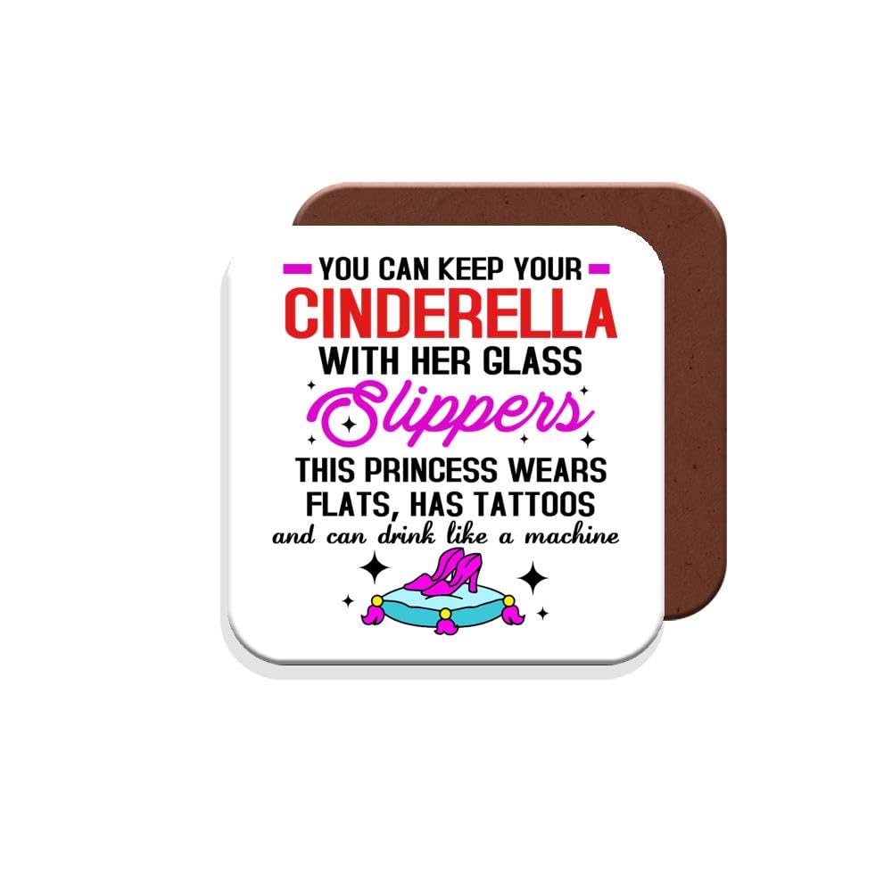 Muggz Girls Coaster Gift For Friend/Friendship - This Princess Wears Flats, Has Tattoos And Can Drink Like A Machine. - Giftset - Made By In The Uk