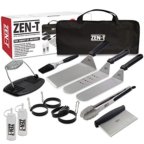 ZEN-T - 14 Piece Grill Griddle BBQ Tool Kit - Heavy Duty Professional Grade Stainless Steel BBQ Tools - Perfect Grilling Utensils for All Your Grilling Needs – Outdoor and Indoor BBQ Accessories