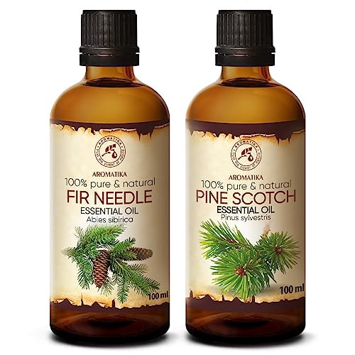 Fichtennadelöl – Abies Sibirica – Kiefernnadelöl Ätherisch – Pinus Sylvestris 2 x 100 ml – Natürlichen & Reinen Öl – Beruhigend – Raumduft – Duftlampe - Tannenöl für Sauna – Aromatherapie