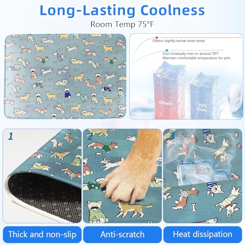 Image of Qpets Self-Cooling Pad for Dogs and Cats, Compatible with Pressure Activated Cooling mat Using ice Silk Fabric, Large Waterproof Design for Heat Stroke Prevention and Stay Cool Comfort Indoors