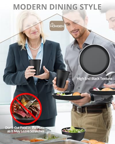 HOMGEN Plastic Plates and Bowls Set - 18 PCS Unbreakable Tableware Set - Reusable Plates Bowls Cups - Microwave & Dishwasher Safe Dinner Set - Picnic Dinnerware Service for 6 - Image 7