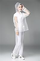 Vista 2 de Freesmily Chubasquero reutilizable transparente para mujeres y hombres, impermeable, traje de lluvia, conjunto de pantalones con capucha