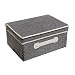 Decorative Gray Woven Collapsible Fabric Lidded Shelf Storage Bin / Closet Organizer Box Basket - MyGift
