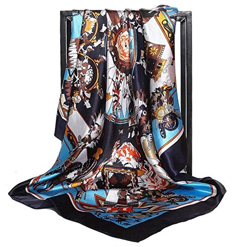 Châle Foulard en Soie Femmes Imprimer Cou De Cheveux Foulards Carrés Bureau Dames Châle Bandana Hijab Mouchoir Foulard Foulard Écharpe (66 90X90cm)