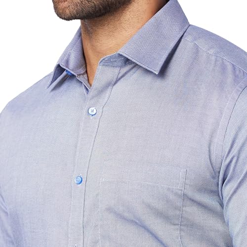 Image of Raymond Men Pure Cotton Slim Fit Structure Pattern Semi Cut Away Collar Formal Shirt