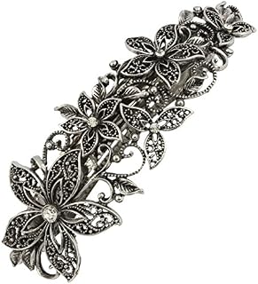 Vintage Silver Leafy Barrette Large Hair Clip
