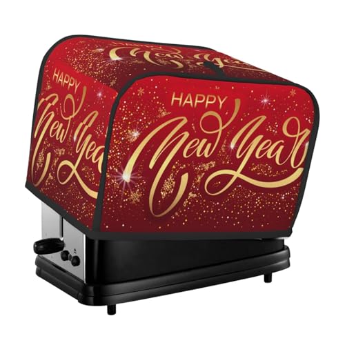 Copertura per tostapane con 2 fette, Happy New Year2, con tasche, per piccoli elettrodomestici da cucina, protezione per impronte digitali, lavabile in lavatrice