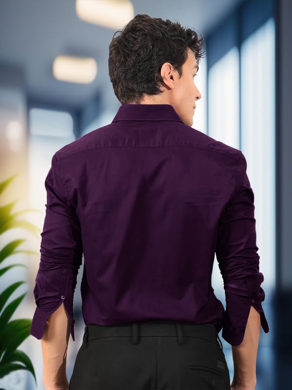 Image of Pinkmint Men's Solid Cotton Formal Shirt | Plain | Full Sleeve - Regular Fit (Available in Plus Sizes and Combo Pack of 2)