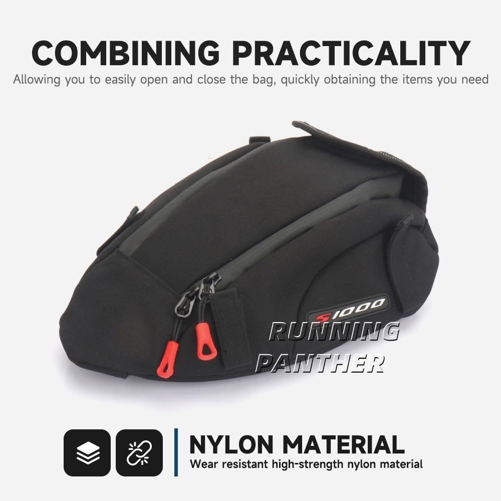 Motorcycle 4L Waterproof Tail Bag Fit for BMW S1000RR (2021-2023)/ S1000R(2014-2018)/ M1000R (2018-2022) Black Rear Pillion Seat Luggage Storage Bag Tool Kit
