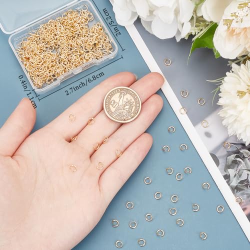 Beebeecraft 1 Box 600Pcs Open Jump Rings 18K Gold Plated Stainless Steel 5mm Split Rings Single Loop Jump Rings for Jewellery Making - Image 3