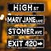 Funny Tin Signs Weed Accessories Man Cave Decor Signs For Bedroom Cool Room Decor For Guys Stoner Ave Street Tin Sign 420 Accessories Funny Stoner For Men Cool Stuff For Your Bedroom Garage 4x16 In