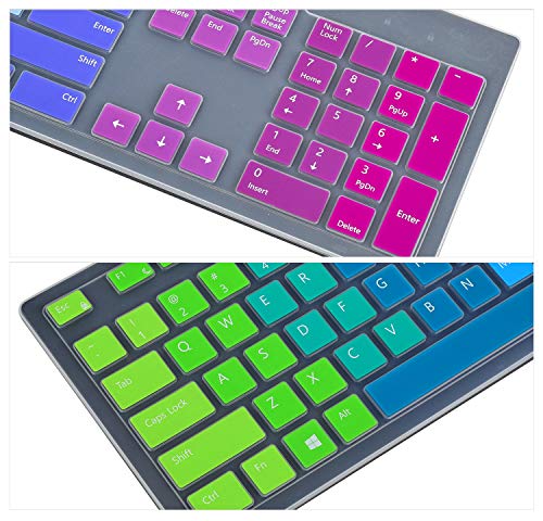Color Keyboard Cover Skins Compatible with Dell KB216 KM636 Wired Keyboard & Dell Optiplex 5250 3050 3240 5460 7450 7050 & Dell Inspiron AIO 3475/3670/3477 All-in one Desktop Cover Skins(Rainbow)