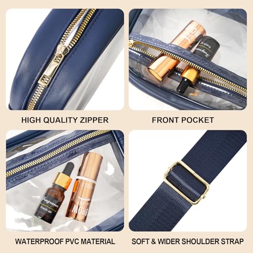 Image of Fibrdoo Clear Bag Stadium Approved, Leather Clear Crossbody Purse Bag for Concerts Sports Events Festivals