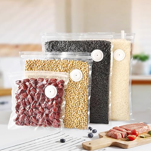 Image of RAIN SPIRIT Reusable Vacuum Sealer Bags for Food, 40 Packs (20 Medium & 20 Small) BPA-Free Food Storage Bags, Leakproof Sous Vide Bags for Freezer, Microwave, Dishwasher Safe, Preserve Freshness