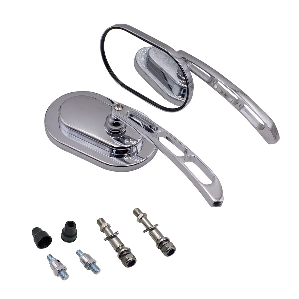 1 para 10 mm lusterek bocznych motocyklowych do Harleya, Davidsona Street Glide Road King i Fatboya, obrót 360°(Chrome)