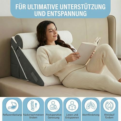 Coussin de lecture pour lit et canapé modulable hauteur 22/30 cm