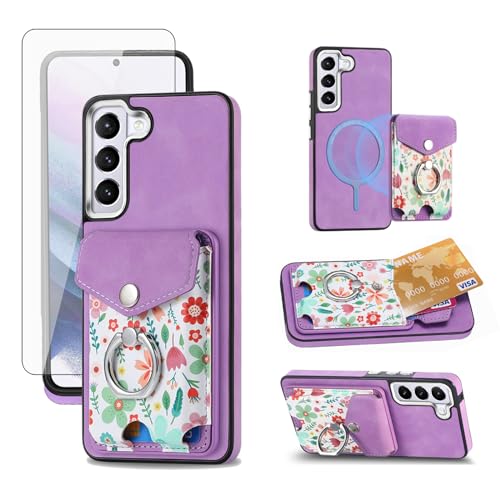 Coque Samsung S22 5G Asuwish Étui Portefeuille avec Protège-Écran et Porte-Carte