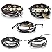 Aroncent 5pcs Leather Braided Layered Wrap Leather Bracelet for Men Adjustable Drawstring