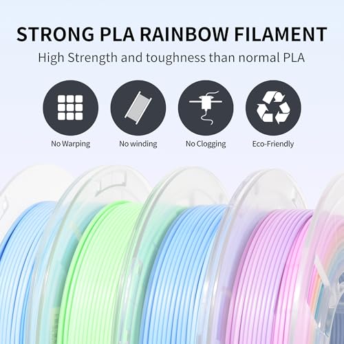 Image of RAMBERY Matte Rainbow PLA Filament Multicolour 3D Printer Filament Bundle Fast Color Change Matte Muticolor Filament, 1.75mm + /- 0.02mm 200gX 4 Spools (1.76 lbs)