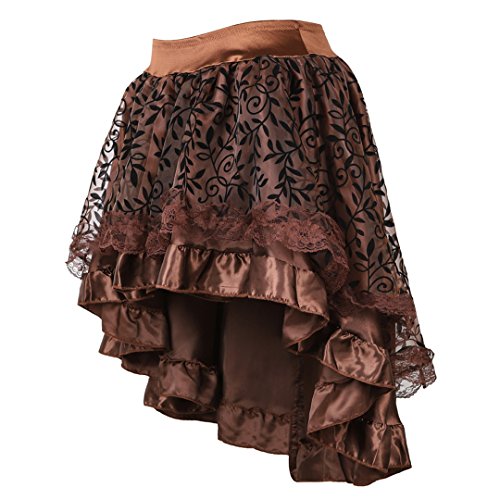 Grebrafan Steampunk Midi Skirt for Women Tulle Multi Layered High Low Outfits Party2