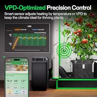 VIVOSUN AeroFlux Smart Grow Tent Heater with Thermostat, 700W PTC Heating, Compact & Portable with VPD, APP Control & Overheat Protection, Included Extension Hose for Grow Tents, Rooms, Greenhouses
