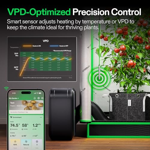 image for VIVOSUN AeroFlux Smart Grow Tent Heater with Thermostat, 700W PTC Heat