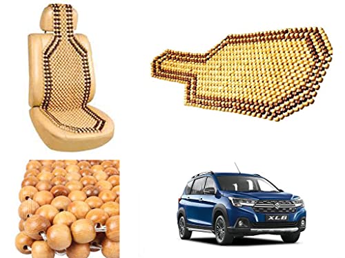 Image of Car Bead Seat Wooden Beads Cushion Cover Pad for Maruti Suzuki XL 6, Acupressure Sitting Seat Cover | Cream Color - Pack of 1